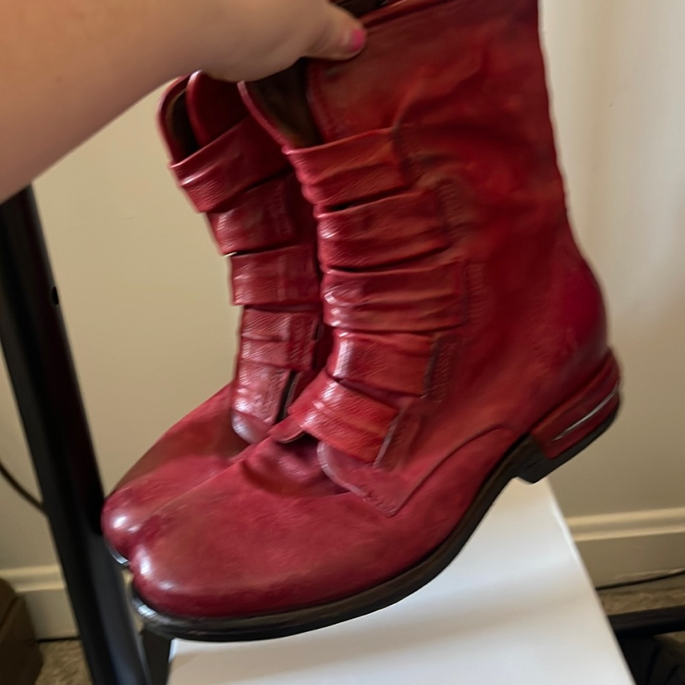 AS 98 red leather boots 37/7-7.5